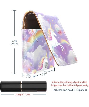 Travel Lipstick Organizer Case | Portable Makeup Bag with Mirror | Cloud Rainbow & Unicorn Design | Shop Internationally - Buy Online on GoSupps.com