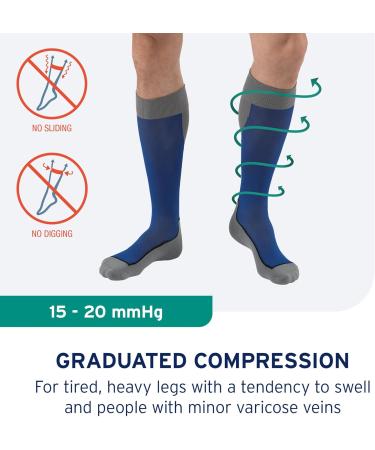 JOBST Unisex Sport Knee High Compression Socks 15-20 mmHg - X-Large Blue/Grey for Athletic Support - Buy Online on GoSupps.com