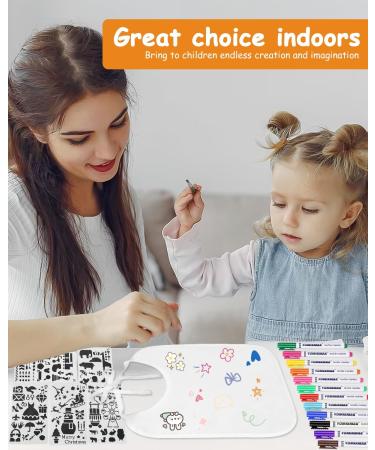 Buy Tidevan 14-Piece White Bib Set - Cotton Baby Bibs with 12 Colorful Textile Pins & 5 Stencils | Perfect for Baby Shower Games & Parties - Shop Internationally - Buy Online on GoSupps.com