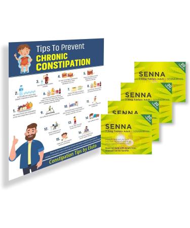 80x Senna Pod Tablets | Herbal Laxative Natural Constipation Relief for Adults Over 18 Bundle with Chronic Constipation Guide by Eluto - Buy Online on GoSupps.com