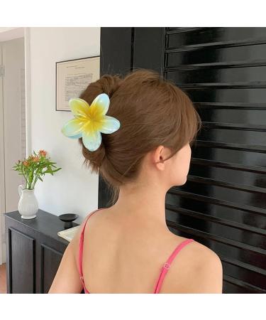 Flower Hair Clips - Hawaiian Flower Hair Clips Plumeria Hair Clips Flower Claw Clips for Thick Hair & Thin Hair Hair Accessories for Women Teen Girls Light Blue - Buy Online on GoSupps.com