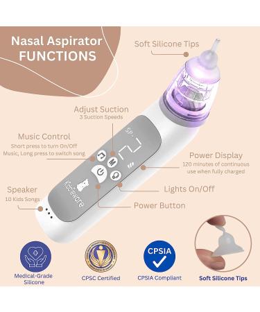 Nasal Aspirator for Baby with Music & Lights | Kiddieware Electric Snot Sucker - 3 Adjustable Suction Levels for Baby, Toddler, Kids - Buy Online on GoSupps.com