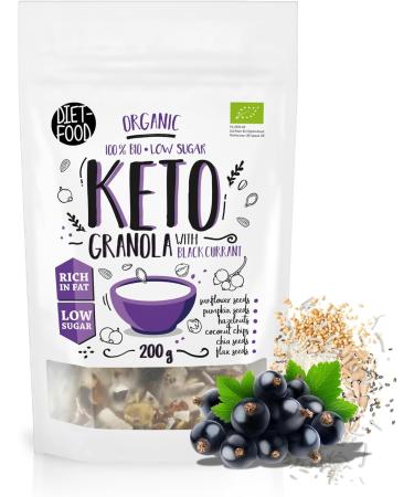  Diet-Food DIET-FOOD Organic Keto Granola with Blackcurrant High-Fat Gluten-Free Granola Breakfast Muesli Low-Carb Non-GMO Snack No Added Sugar 200g 1 Pack - Buy Online on GoSupps.com