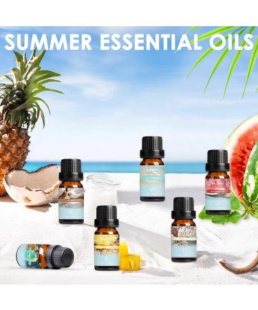 Salking Summer Essential Oils Set - 6x10ml 100% Pure Aromatherapy Fragrance Oils for Diffuser Humidifier & Massage - Coconut Pineapple Watermelon Marine Brizz Mojito Vanilla Ice Cream - Buy Online on GoSupps.com