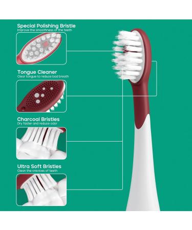 SEAGO Rechargeable Sonic Electric Toothbrush - 30 Days Battery 5 Modes 2 Minute Timer Portable with 8 Brush Heads - Perfect for Adults (Red - Buy Online on GoSupps.com