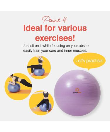 Primasole 25.6 inch Exercise Ball for Balance Stability, Yoga Pilates at Home Office & Gym - Nail Pink with Inflator Pump - Buy Online on GoSupps.com