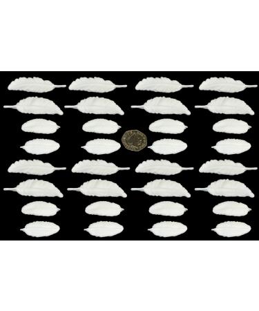 32 x edible 3D feathers feather icing toppers cake cupcakes decorations (White)