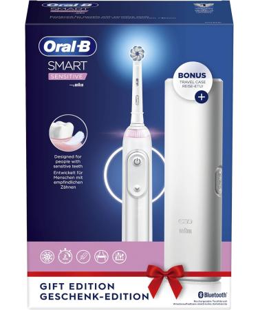 Buy Oral-B Smart Sensitive Electric Toothbrush - 5 Cleaning Modes Bluetooth App Visual Pressure Control Travel Case - Perfect Gift for Dental Care - White - Buy Online on GoSupps.com