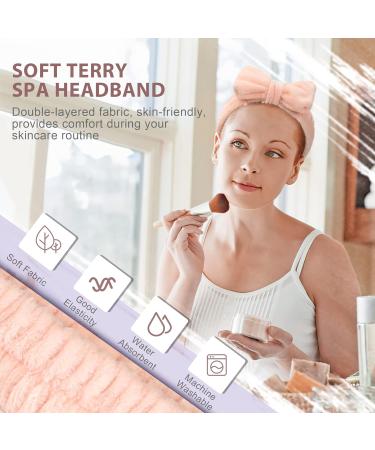 Crosize 7 Pack Face Wash Headband and Wristband Set for Women - Cute Spa Skin Care Accessories for Washing Face and Makeup - Pink White Brown - Buy Online on GoSupps.com