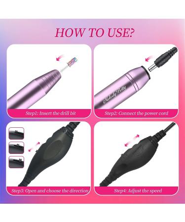 MelodyBetty Electric Nail Drill - Professional Acrylic Nail Machine for Gel & Acrylic Nails | Portable USB Nail File Efile Set with Iridescent Bits - Buy Online on GoSupps.com