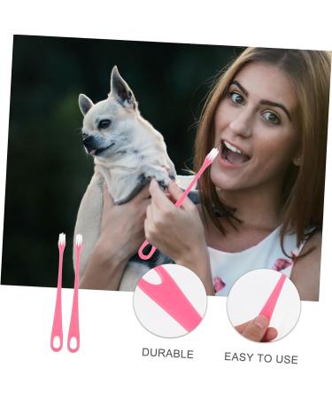 FOMIYES 2pcs Oral Tooth Tools Teeth Cleaners Soft-bristle Dog Cleaning Puppy Home Pets Pet Portable Cat 1 count (Pack of 1) Pink - Buy Online on GoSupps.com