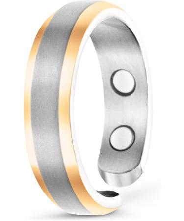 Elegant Titanium Magnetic Therapy Ring for Arthritis & Carpal Tunnel Relief - Size 10 in Silver & Gold | Smarter Lifestyle - Buy Online on GoSupps.com