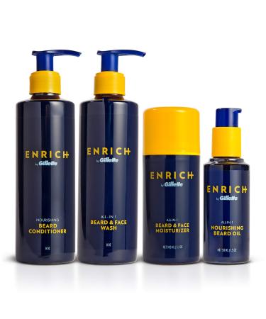 Gillette Enrich Beard & Face Care Starter Kit for Men Beard 4 Piece Care Kit