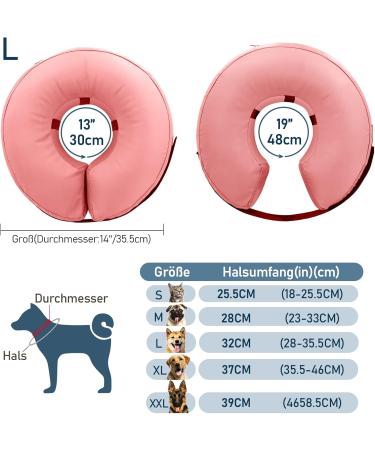 Supet Rewrise Inflatable Dog Collar - Soft Leak Protection for Post-Op Dogs - Pink (Medium Neck 23-30.5cm) - Buy Online on GoSupps.com
