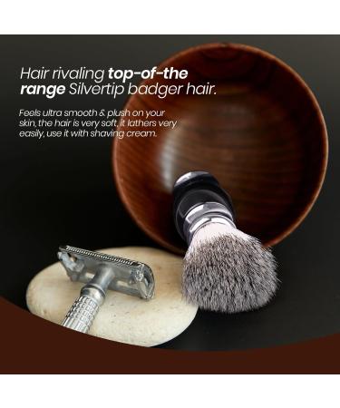 Premium Black Shaving Brush for Men - Soft Dense Stainless Steel Handle Fast Lather | Best Shave Experience - Buy Online on GoSupps.com