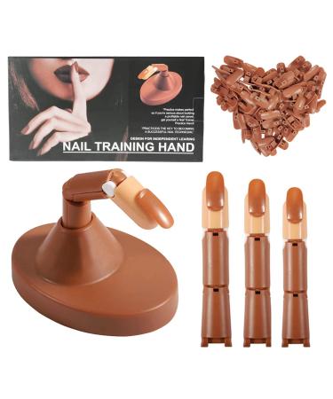 Practice Hand for Acrylic Nails Mannequin Hands for Nails Practice Flexible Adjustable False Fake Nail Training Mannequin Hand Model (3 finger brown) 3 Count (Pack of 1)