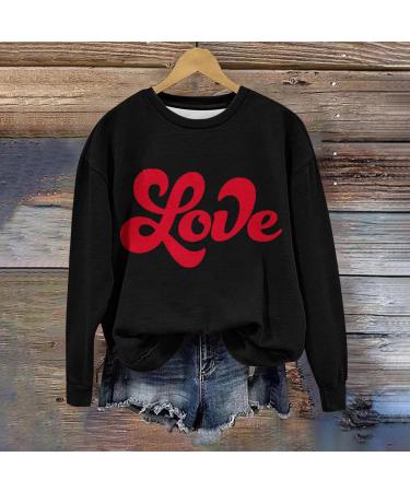 oelaio Valentine's Day 2024 Women's Long Sleeve Round Neck Loose Fitting Casual Tunic Top Cute Love Heart Graphic Trendy - Buy Online on GoSupps.com