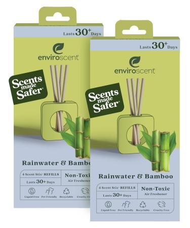 Enviroscent Non-Toxic Air Freshener for Home (Rainwater & Bamboo) Essential Oil Diffuser | Air Freshener & Room Freshener | Home Fragrance Last Over 30 Days | 8 Scent Stix Refills