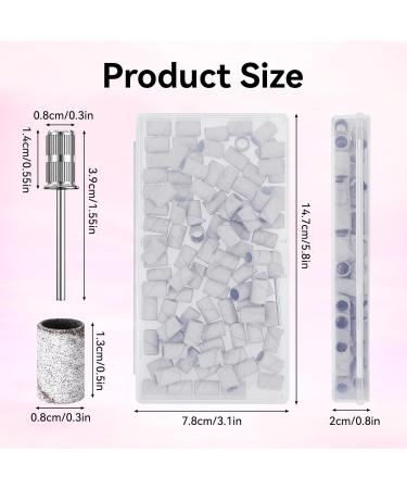 100Pcs White Nail Sanding Bands for Nail Drill with 240# Grit, 2 Mandrel Bits - Boxed for Acrylic Nails, Gel Manicures & Pedicure - Buy Online on GoSupps.com