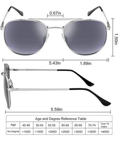 Bifocal Aviator Sun Readers 1.0D Reading Sunglasses | UV400 Grey | Women Men - Buy Online on GoSupps.com