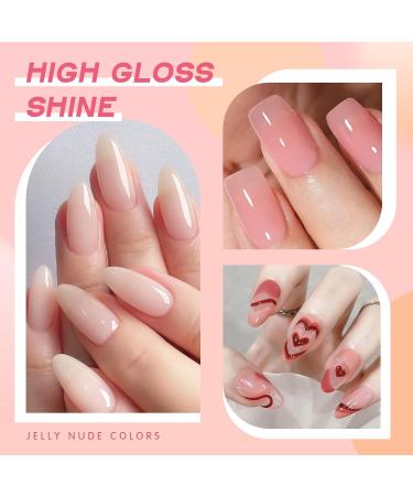Jelly Gel Nail Polish Set - 6 Colors Nude & Sheer UV Soak Off - Perfect Valentine's Day Gift - Buy Online on GoSupps.com