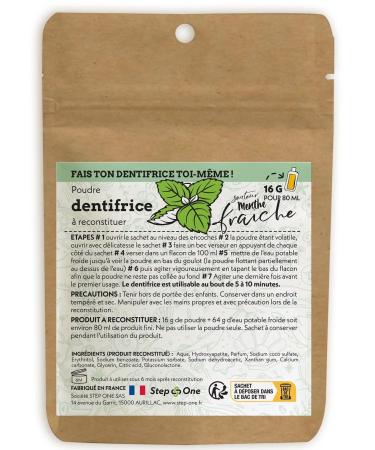 Toothpaste in powder form fresh mint - without fluoride - to mix yourself - 16gr 80ml - Step One