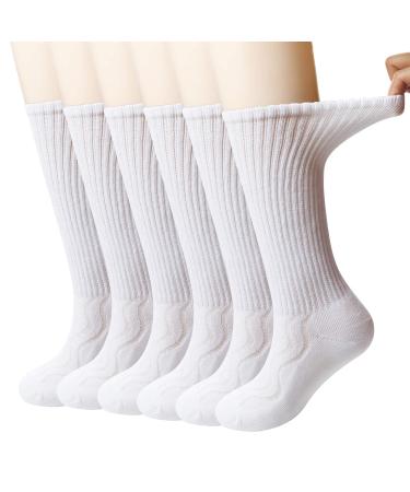 +MD 6 Pairs Non-Binding Women's Cushioned Moisture Wicking Bamboo Diabetic Crew Dress Socks Crew/6 Pairs White 9-11 - Buy Online on GoSupps.com