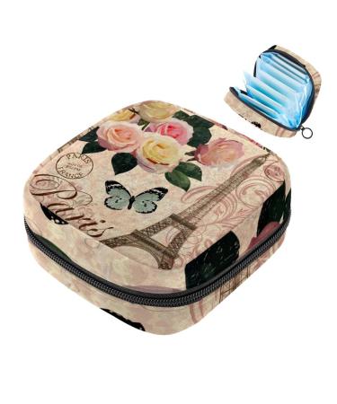 Portable women's binding-storage bags menstrual cup pocket female menstrual insert bag for teenage girls tampons for the first period retro-paris uplifting tower