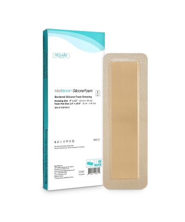 MedVanceTM Silicone - Bordered Silicone Adhesive Foam Dressing Size 10 cm x 30 cm (6 cm x 26 cm pad) Box of 5 dressings 5 Count (Pack of 1)