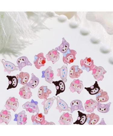 70PCS Cartoon Kuromi Nail Charms - Kawaii 3D Resin My Melody Cinnamoroll Nail Art Decorations - Buy Online on GoSupps.com