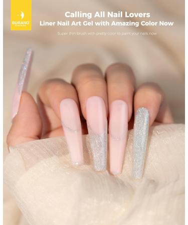 BURANO Gel Nail Polish Liner - Silver & Gold Nail Art - 8ml with Thin Brush - Glitter Curing Required - Buy Online on GoSupps.com