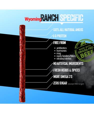 Wyoming Grass Fed Beef Sticks - Cowboy Hickory Smoke Flavor - Pack of 24 - Nitrate Free, No Artificial Ingredients, Clean Tasty Snacks - Individually Wrapped Angus Beef Sticks - Buy Online on GoSupps.com