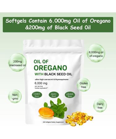 Buy 2 in 1 Oil of Oregano & Black Seed Oil - 6000mg & 200mg Softgel Capsules - 300 Count for Immune Support | International Shipping - Buy Online on GoSupps.com