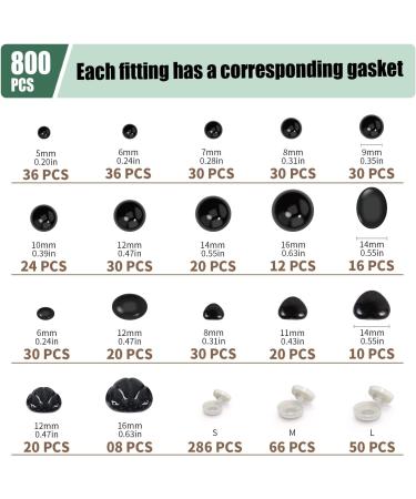 800PCS Safety Eyes & Noses for Amigurumi - 2 Boxes, Black Plastic Craft Doll Eyes with Washers for Crochet Stuffed Animals, Assorted Sizes - Includes Size Chart - Buy Online on GoSupps.com