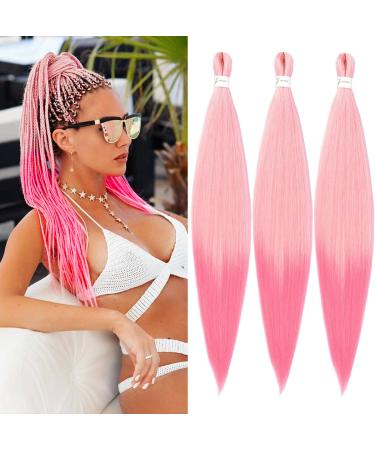 Ancient lichenhair 20 inch 3-packs braided hair art hair braids hair for braid box braids synthetic hair for simple synthetic braided hair extensions (20 inch 613-pink#) 50.8cm-20 inches (3 Pack) 613 pink#