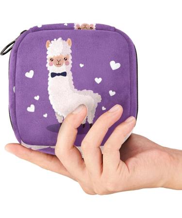 Alpaca Purple Sanitary Napkin Storage Bag | Portable Tampons Holder & Makeup Bag for Girls & Women | Large Capacity Multicoloured - Buy Online on GoSupps.com