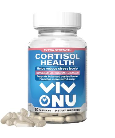 VivoNu Cortisol Health - Helps Sustain Healthy Energy Balanced Cortisol Response Relaxation & Deep Sleep - Ashwagandha | L-Theaine | Magnesium - Non-GMO 60 Capsules