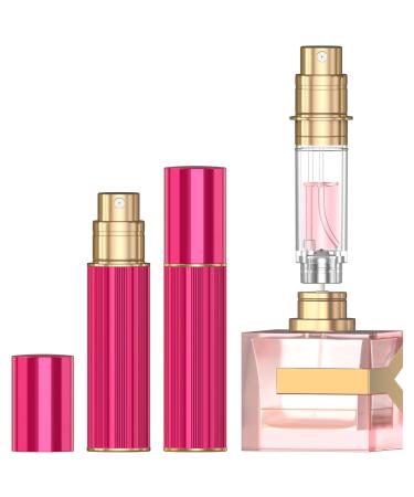 YIERSO 10ml Perfume Atomizer Travel Refillable Bottom-Filling Fragrances Perfumes Bottle Mini Cologne Dispenser Portable Sprayer Pocket Size for Women Men Cruise Car Trip Gift 0.34oz (Hot pink-10ml)