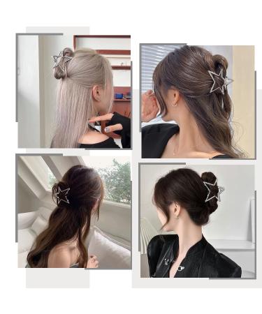 Silver Star Metal Hair Claw Clip - Stylish Hair Barrette for Women and Girls - Buy Online on GoSupps.com