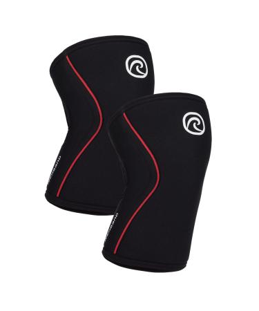 Reh band Kniebandage for Kraftsport & Fitness - Kniebandage 7mm neoprene flexible & non -slip Knee Sleeve for men & women black/red - 1 pair l