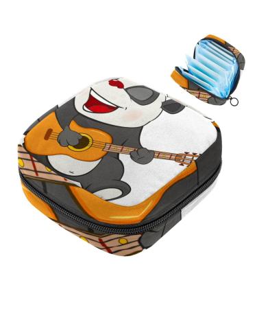 Storage bags for women's bandages cute panda play the guitar white portable menstrual pads panty lips tampons women's bandages storage holder for women school office multicolored 09