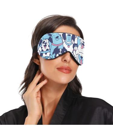 Sleep Mask Cute Dogs Blue Breathable Comfortable to Weighted Sleeping for Women Man Kids Conforms to Eye Contour Shape Adjustable Elastic Strap - Buy Online on GoSupps.com
