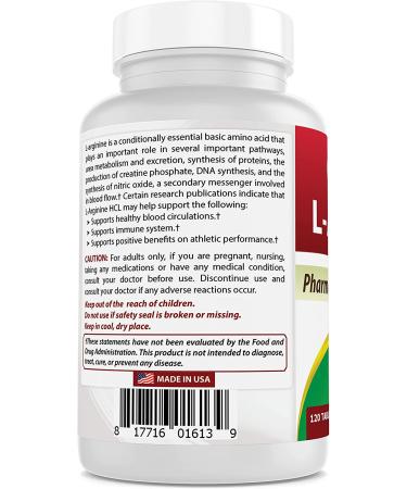Best Naturals L-Arginine 1000mg 120 Tablets - Pharmaceutical Grade Supplement for Nitric Oxide Synthesis - Buy Online on GoSupps.com