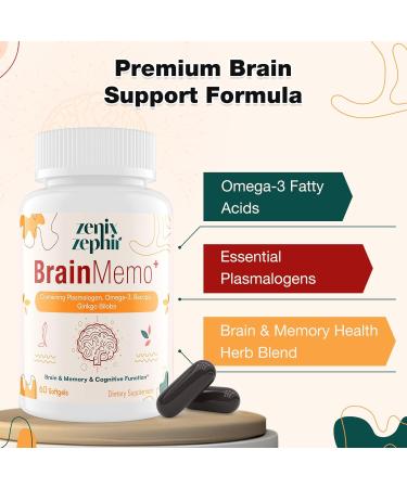 ZenixZephir Memory Focus Supplement - Brain Support with Omega-3 Bacopa and Plasmalogens for Enhanced Cognitive Function - Concentration and Memory - Non-GMO 60 Softgels - Buy Online on GoSupps.com