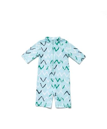 BONVERANO Baby Boys Sunsuit/Swimsuit UPF 50+ Sun Protection One Pieces with Zipper Swimwear with Sun Hat 9 Months Light Blue - Buy Online on GoSupps.com