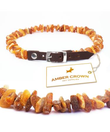 Amber necklace for dogs and cats with leather clasp against ticks and fleas 30-35cm - Buy Online on GoSupps.com