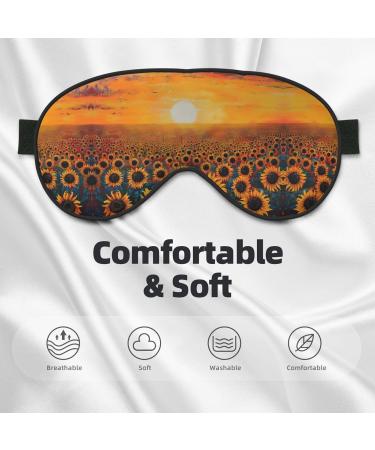 SSIMOO Sunflower Field Sunset Eye Mask - Soft Breathable Sleep Patch for Women | Perfect for Travel & Relaxation - Buy Online on GoSupps.com