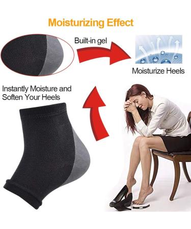 Moisturizing Gel Heel Socks - 2 Pairs Black & Pink - Relieve Heel Pain, Soft & Comfortable for Day and Night Care - Suitable for Men and Women - Buy Online on GoSupps.com