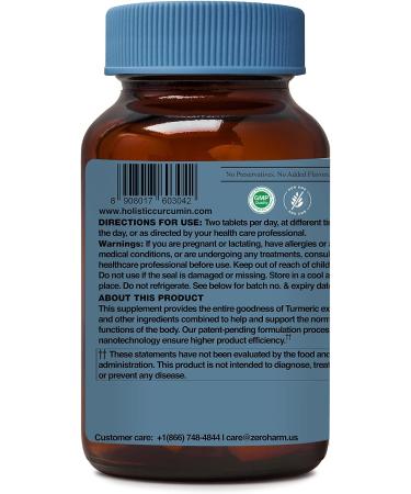 ZEROHARM Holistic Curcumin Supplement 600mg - 120 Veg Tablets | 95% Curcuminoids for Skin Joint Support & Immune Boost | High Absorption Formula - Buy Online on GoSupps.com