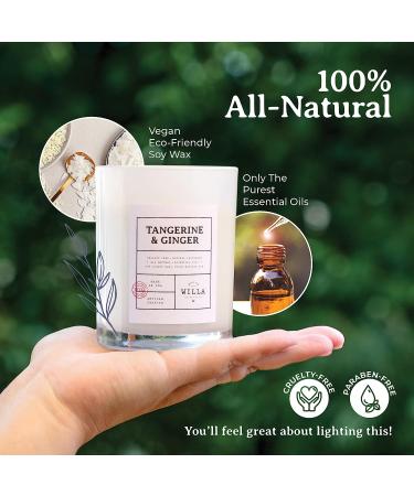Willa Tangerine & Ginger Highly Scented Candle - All Natural Soy Wax - Made in USA with Essential Oils - 9oz Jar Candle for Home, Aromatherapy, Spa - Perfect Gift Idea - Buy Online on GoSupps.com